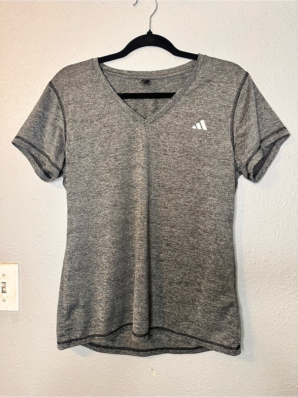 adidas Women’s Heather Gray V-Neck Short Sleeve Tee